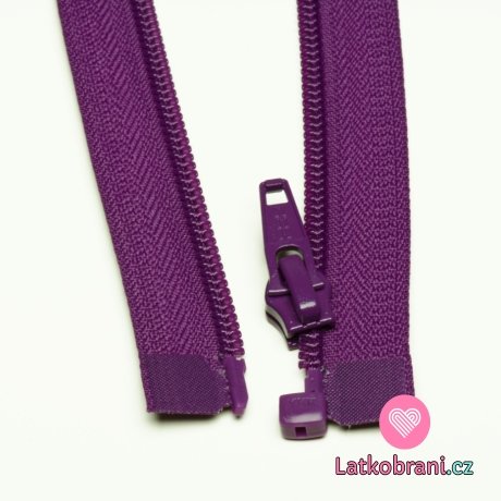 Zip spirálový dělitelný fialový 55cm
