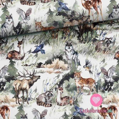 Bavlnené plátno lesné zvieratká