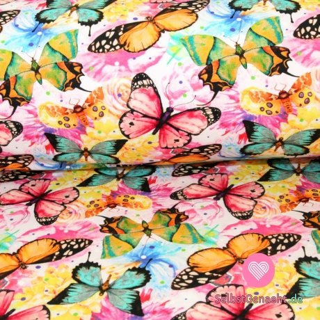 French Terry mit lebendig gefärbten Schmetterlingen