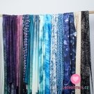 Funkční úplet "mléčné hedvábí" panel bordura batikované květy, mintovo - fialový přechod 