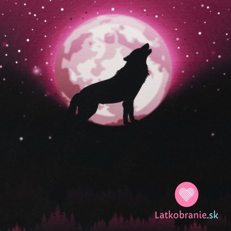 Panel Wolf Moon - vlk za splnu na ružové