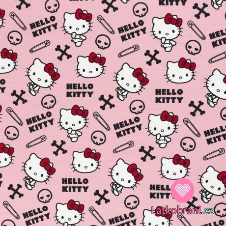 Úplet potisk Hello Kitty na růžové