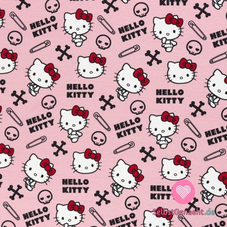 Strickdruck Hello Kitty auf Rosa
