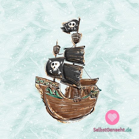 Panel-Piratenschiff auf Blaugrün