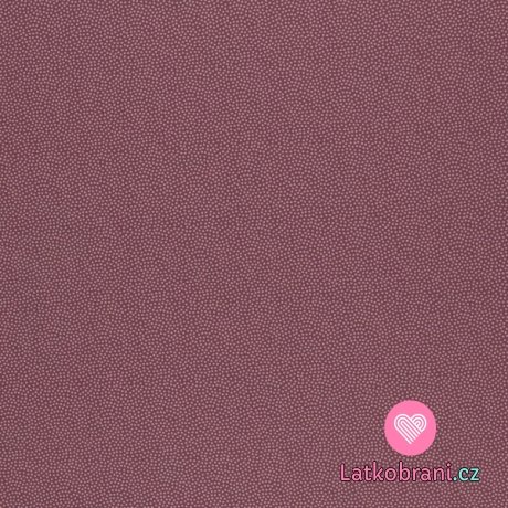 Bavlněné plátno drobné růžové puntíky na tmavší starorůžové