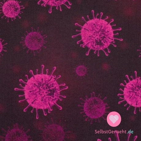Baumwollleinwand lila-rosa Virus auf dunklem Hintergrund