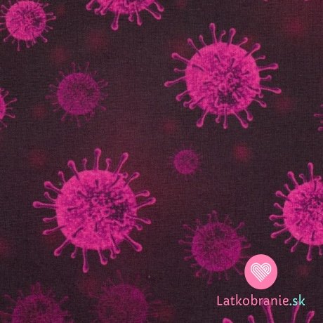 Bavlnené plátno fialovo ružový vírus na tmavom podklade