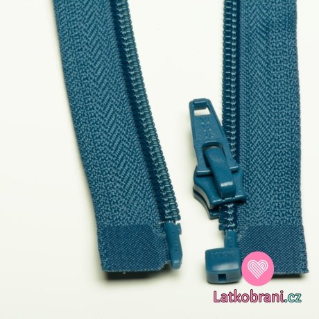 Zip spirálový dělitelný, modrý jeansový tmavší 70cm