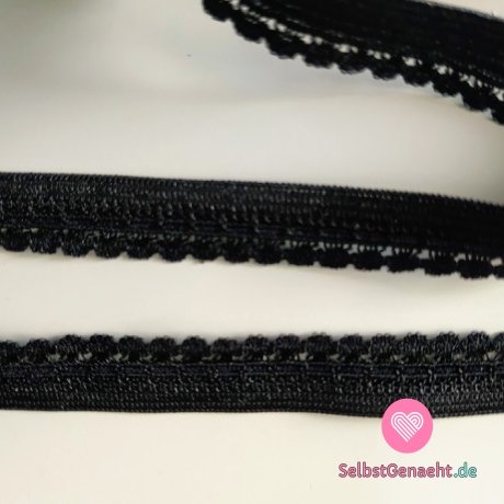 Dessous elastisch, dekorativ schwarz 10,5 mm