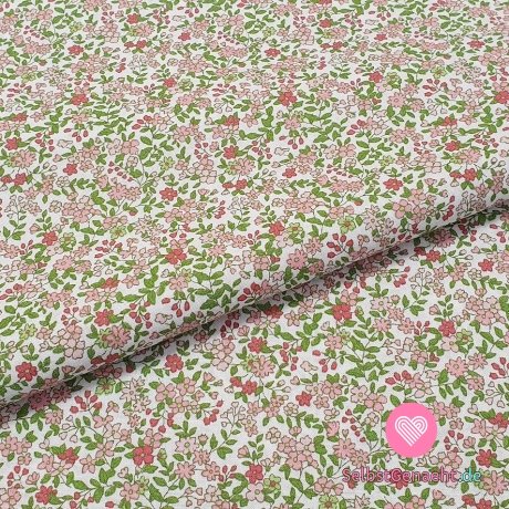 Baumwollsegeltuch rosa Blumen isoliert auf weiß