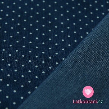 Jeans/Denim puntíky na modré drobné