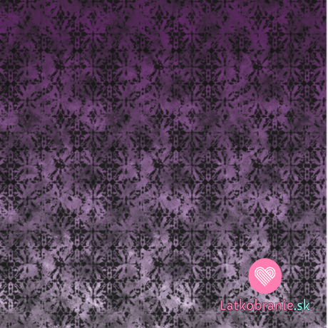 Funkčný úplet "mliečny hodváb" bordúra batikované kvety, ružovo - fialový prechod