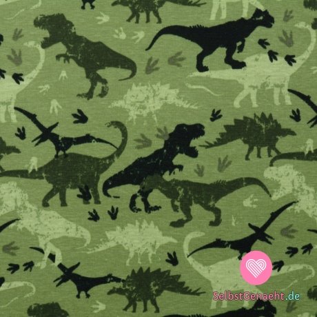 Alpen Fleece Print Dinosaurier auf Grün