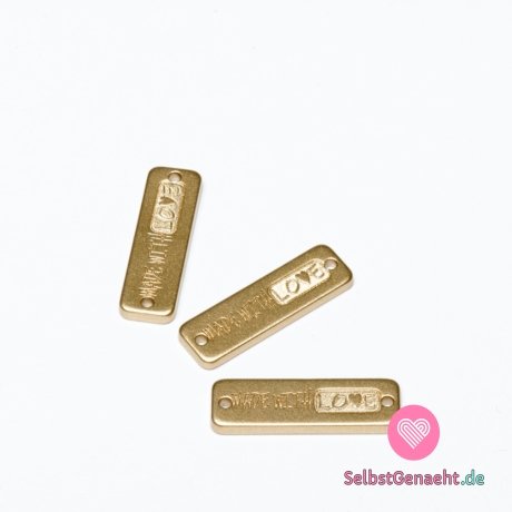Bekleidungslabel Polyester gold &quot;Made with love&quot;