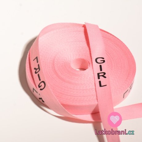 Stuha na oblečení s nápisem růžová GIRL