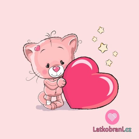Panel koťátko se srdíčkem na růžové