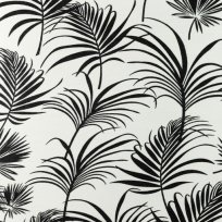 Viskóza černé palmové listy na bílé 