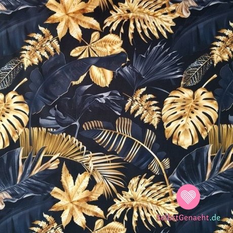 Softshell-Print aus schwarzen und goldenen Blättern
