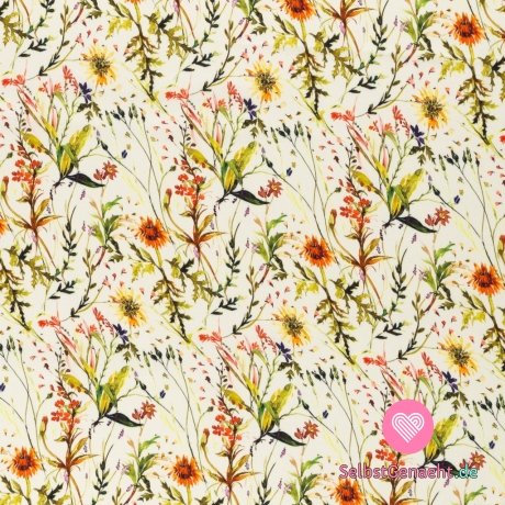 Viskose-Print mit Wiesenblumen in cremigem, seidigem Effekt