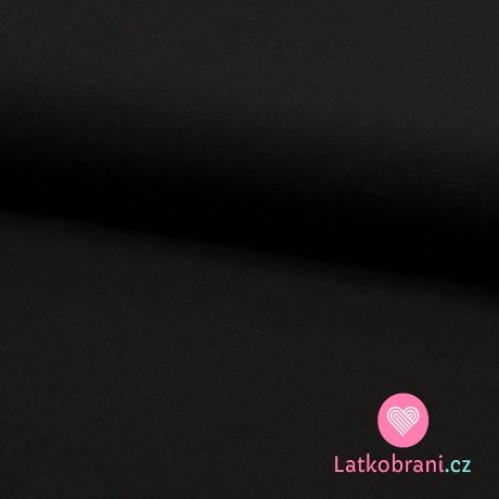 Viskóza s příměsí lnu (šatovka) jednobarevná černá