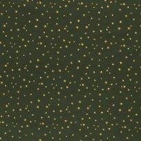 Bavlněné plátno potisk hvězdičky na tmavě zelené