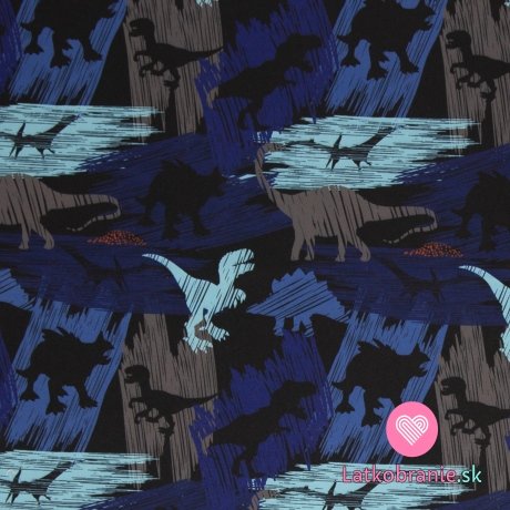 Softshell s fleecom dinosaurami na tmavo modrej