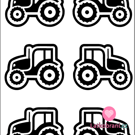 Černá nažehlovačka traktor (6ks)
