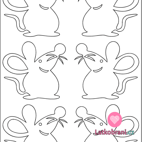 Bílá nažehlovačka myšky (6ks)