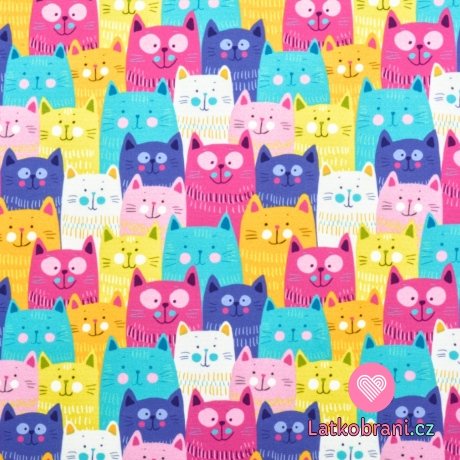 Softshell letní potisk barevné kočky v řadě 