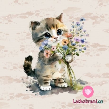 Panel koťátko s pugetem květin