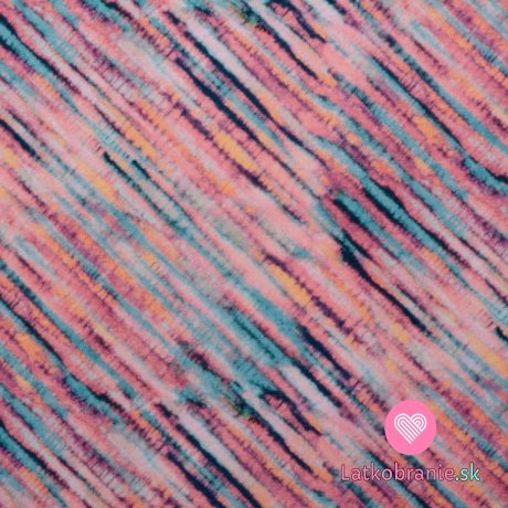 Úplet potlač batika farebné šikmé prúžky, BIO