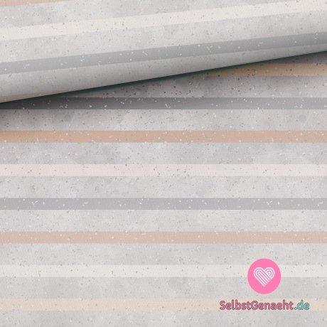 French Terryn drucken Streifen in Naturtönen auf grauem Hintergrund