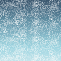 Funkční úplet "mléčné hedvábí" panel bordura květy, přechod bílo - modrý