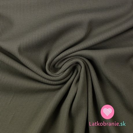 Rebrovaná jednofarebná pletenina zelená khaki