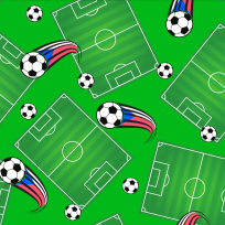 Úplet potisk fotbalové hřiště a míče s českou "stopou"