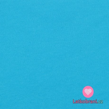 Jednobarevný, oboulícní bavlněný úplet tyrkysově modrý