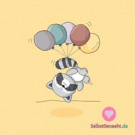 Panel von niedlichen Waschbären mit Luftballons