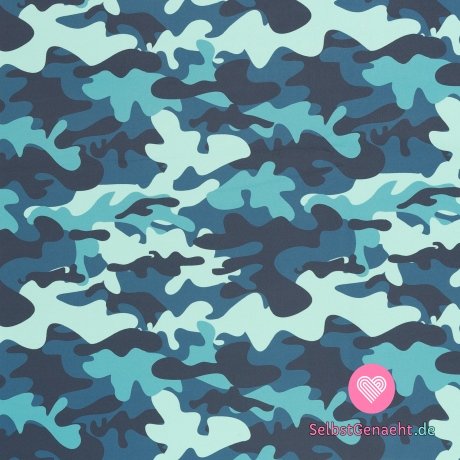 Softshell-Print Camouflage Blau mit Fleece