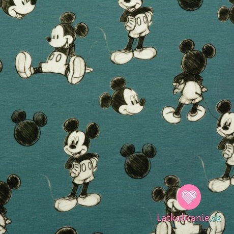 Úplet potisk myšák Mickey na modré