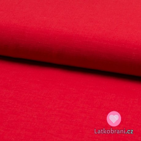 Viskóza s příměsí lnu (šatovka) jednobarevná červená