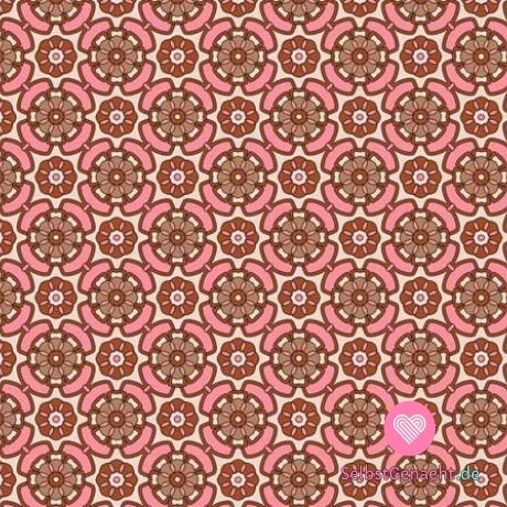 Baumwollpopeline-Print mit rosa Blumenornamenten