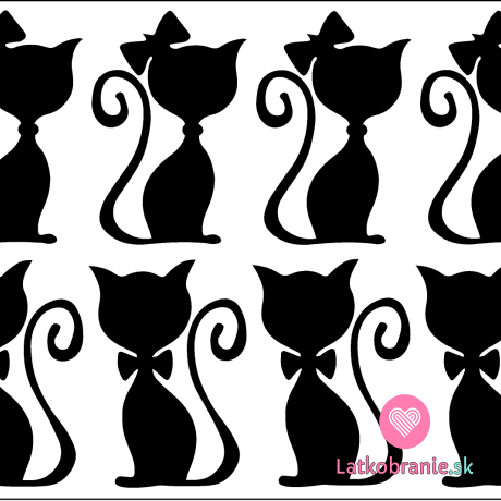 Čierna nažehlovačka mačka s mašľou (8ks)