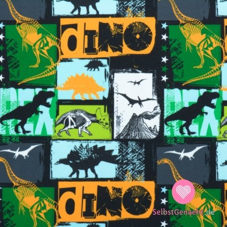 Softshell-Sommer-Dino-Print auf Schwarz