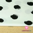 Bavlněný popelín točivé černé puntíky na bílé