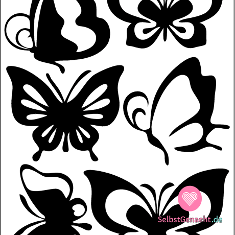 Schwarz Bügelmaschine Schmetterling (6 Stück)