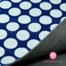 Softshell puntíky bílé na tmavě modré 2,2cm s fleecem