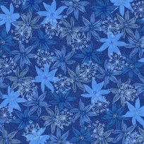 Úplet modré květy na tmavě modré 