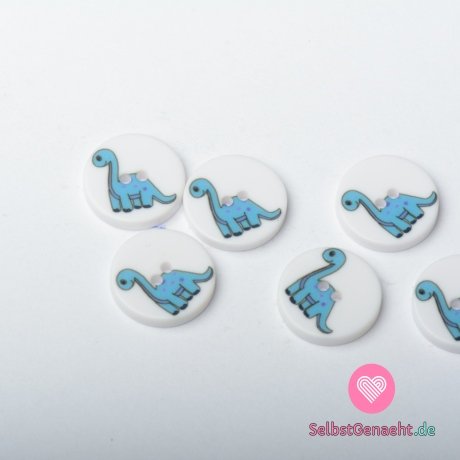 Runder Kinderknopf mit blauem Dinosaurier