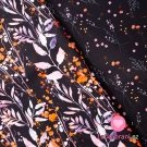 Softshell potisk růžovo-oranžové lístky na černé s fleecem
