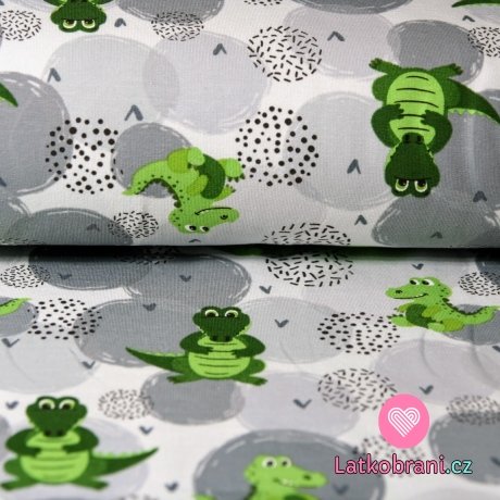 Teplákovina zelený krokodýl na šedé